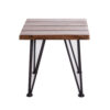 Zion Outdoor Accent Table, 18 Inch Square, Hairpin Legs, Brown Wood