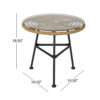 Tee Outdoor Side End Table, 20 Inch Rattan Weave, Glass Top, Steel