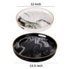 Set of 2 Round Accent Trays, Tabletop Decor, Marbling, Black, White, Gold
