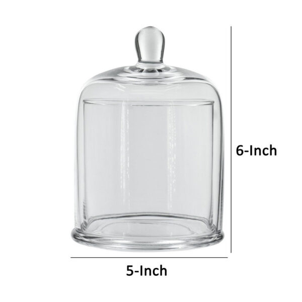 Set of 2 Large Glass Serving Platters with Dome and Finial Handle, Clear