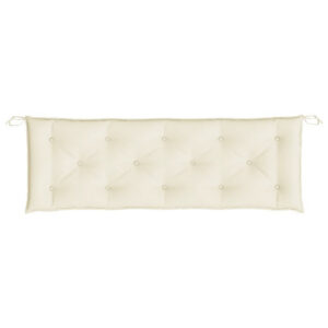 Claire Outdoor Cushion for Bench, Tufted White Oxford Fabric, 59 Inch