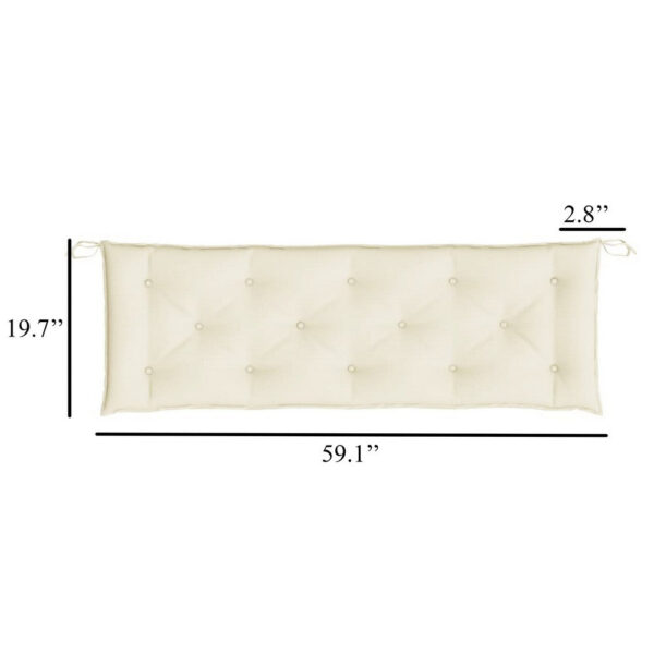 Claire Outdoor Cushion for Bench, Tufted White Oxford Fabric, 59 Inch