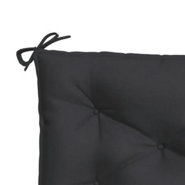Claire Outdoor Cushion for Bench, Tufted Black Oxford Fabric, 39 Inch