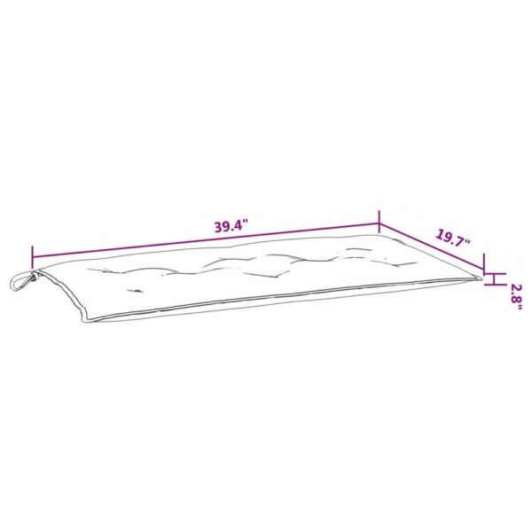 Claire Outdoor Cushion for Bench, Tufted Black Oxford Fabric, 39 Inch