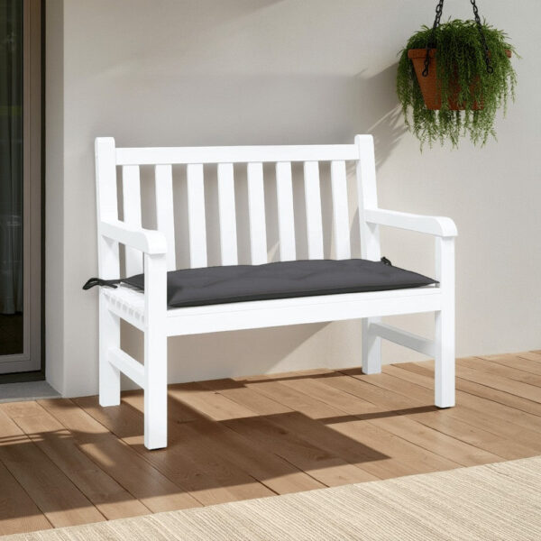 Claire Outdoor Cushion for Bench, Tufted Black Oxford Fabric, 39 Inch