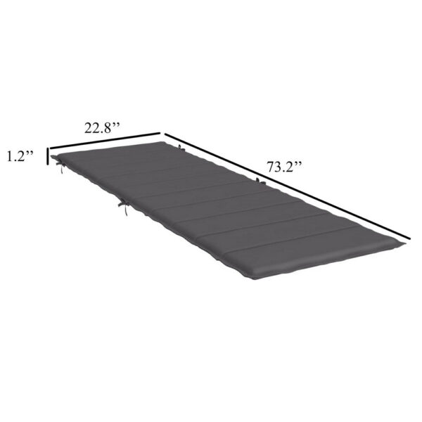Outdoor Cushion for Chaise Lounger, 1 Pillow, 73in Gray Oxford Fabric