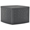 Outdoor Side End Table, 21 Inch Square Rattan Design, Anthracite Gray
