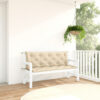 Claire 2pc Outdoor Cushion for Bench, Tufted Beige Oxford Fabric