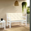 Claire 2pc Outdoor Cushion for Bench, Tufted White Oxford Fabric
