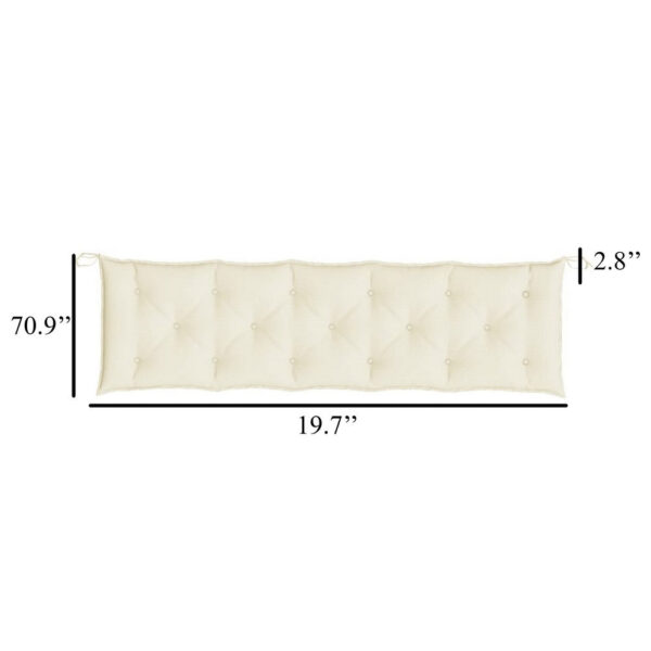 Claire Garden Cushion for Bench, Tufted Ivory White Oxford Fabric