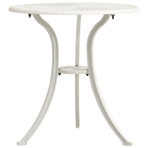 Outdoor Side Bistro Table, 24 Inch White Top, Aluminum Curved Legs