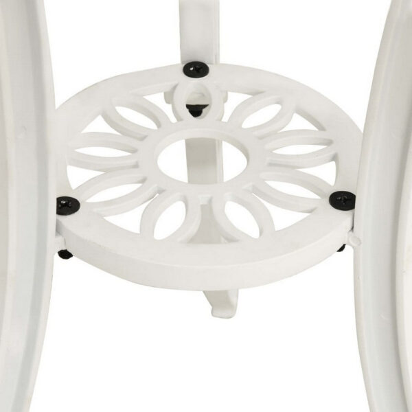 Outdoor Side Bistro Table, 24 Inch White Top, Aluminum Curved Legs