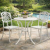 Outdoor Side Bistro Table, 24 Inch White Top, Aluminum Curved Legs