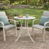 Outdoor Side Bistro Table, 24 Inch White Top, Aluminum Curved Legs