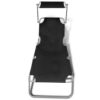 Outdoor Foldable Sun Chaise Lounger with Canopy, 74 Inch Steel, Black