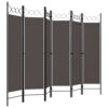 Dina 6 Panel Folding Room Divider Screen, Dark Gray, Black, 95 Inch