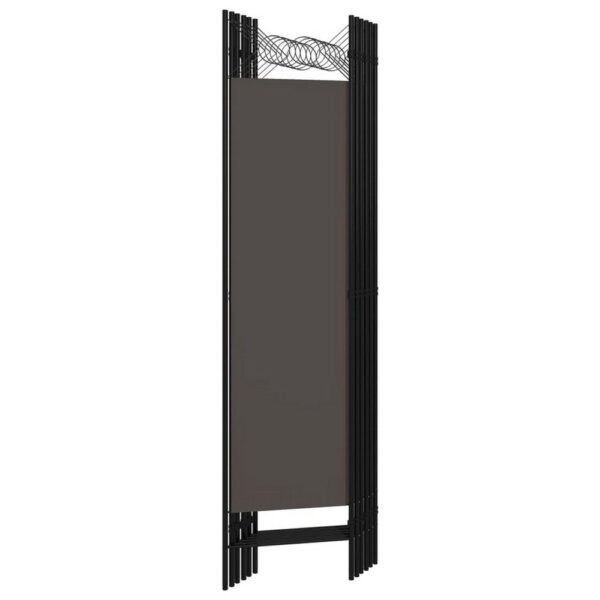 Dina 6 Panel Folding Room Divider Screen, Dark Gray, Black, 95 Inch