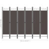 Dina 6 Panel Folding Room Divider Screen, Dark Gray, Black, 95 Inch