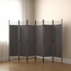 Dina 6 Panel Folding Room Divider Screen, Dark Gray, Black, 95 Inch