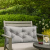 Claire Outdoor Cushion for Bench, Button Tufted Gray Fabric, 59 Inch