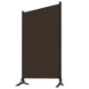 Dina 3 Panel Room Divider Screen, Brown Fabric, Black Iron, 102 Inch