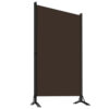 Dina 3 Panel Room Divider Screen, Brown Fabric, Black Iron, 102 Inch