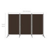 Dina 3 Panel Room Divider Screen, Brown Fabric, Black Iron, 102 Inch
