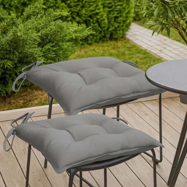 Kia Outdoor Cushion For Set of 2, Square Gray Oxford Fabric
