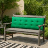 Claire Outdoor Cushion for Bench, Button Tufted Green Fabric, 59 Inch