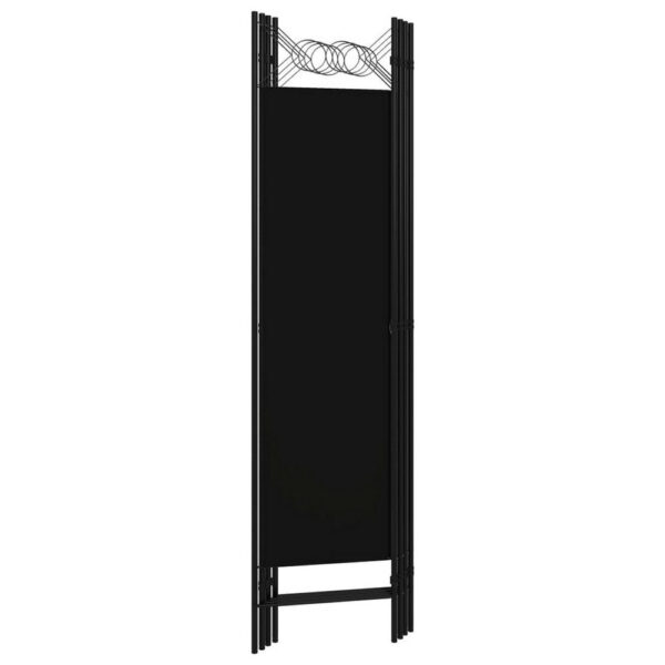 Dina 4 Panel Room Divider Screen, Black Fabric, Iron Frame, 63 Inch