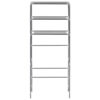 3 Tier Storage Rack, Over Laundry Machine Style, Silver Steel, Fabric