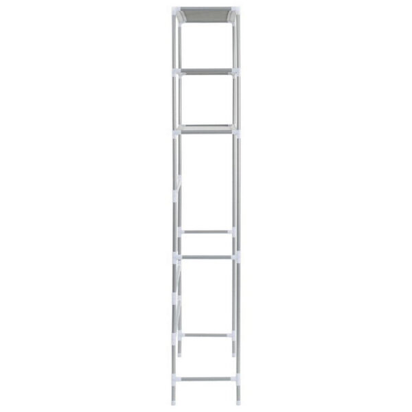 3 Tier Storage Rack, Over Laundry Machine Style, Silver Steel, Fabric