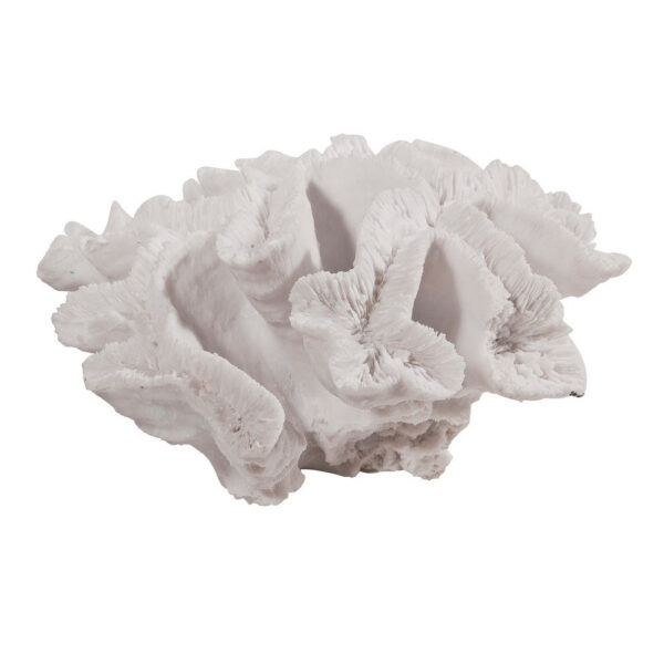 Lily 9 Inch Faux Coral Table Figurine, Polyresin Textured Sculpture, White