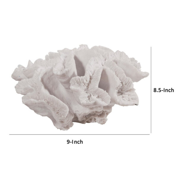 Lily 9 Inch Faux Coral Table Figurine, Polyresin Textured Sculpture, White