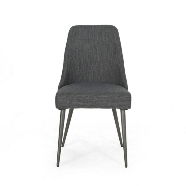 Dining Side Chair Set of 2, Smooth Textured Gray Fabric Armless Design