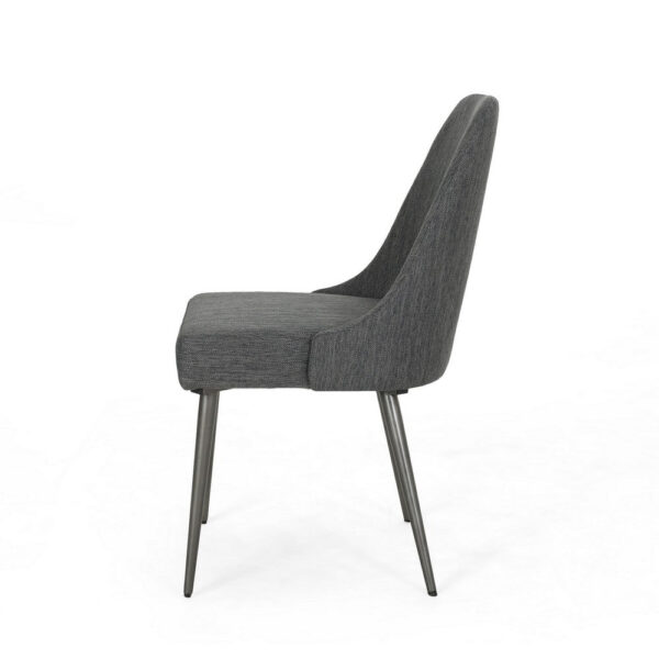Dining Side Chair Set of 2, Smooth Textured Gray Fabric Armless Design