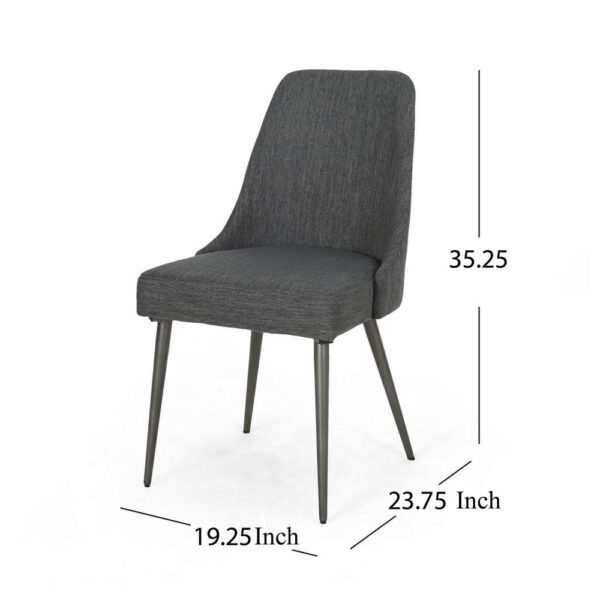 Dining Side Chair Set of 2, Smooth Textured Gray Fabric Armless Design