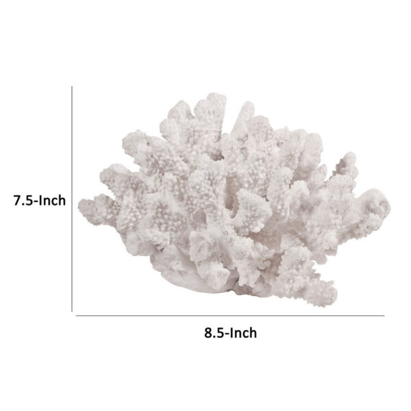 Lily 9 Inch Faux Coral Accent Sculpture, Polyresin Table Decoration, White
