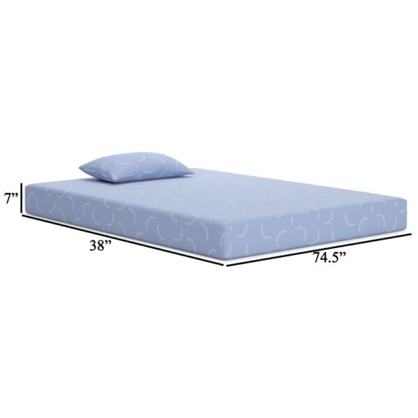 Ruve Twin Mattress, Standard Pillow, Memory Foam, Light Blue 7 Inch