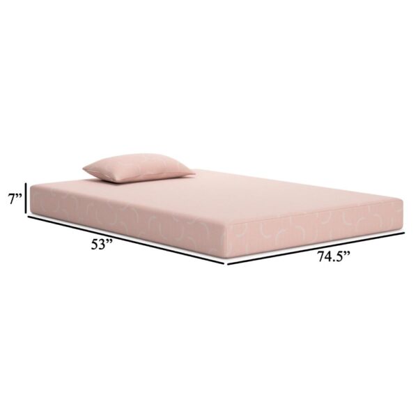 Ruve Full Mattress, Standard Pillow, Memory Foam, Light Pink 7 Inch