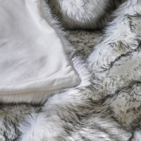 Throw Blanket, 50 x 60 Soft Faux Fur Design, Heather Gray Finish