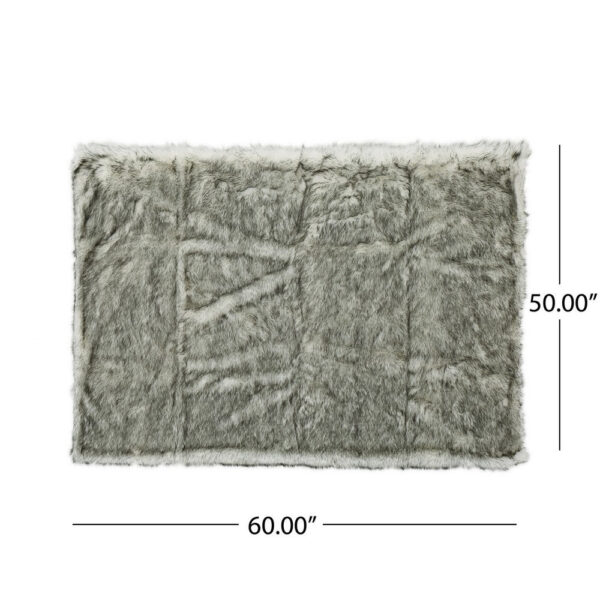Throw Blanket, 50 x 60 Soft Faux Fur Design, Heather Gray Finish