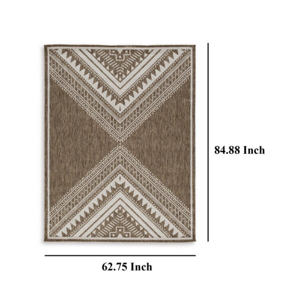 John 5 x 7 Medium Area Rug, Tribal Inspired Boho Pattern, Brown Ivory