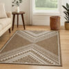 John 5 x 7 Medium Area Rug, Tribal Inspired Boho Pattern, Brown Ivory