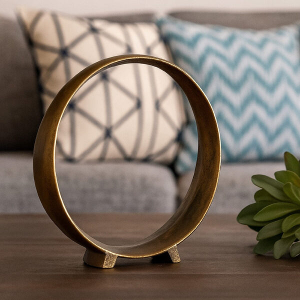 Dalie Sculpture, Round Metal Accent Tabletop Size, 12 Inch, Bronze