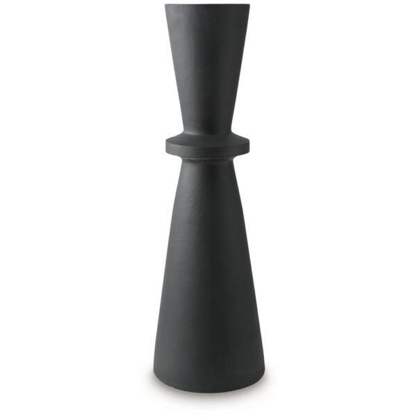 Loci Accent Vase, 30 Inch Hourglass Design, Textured Black Polyresin