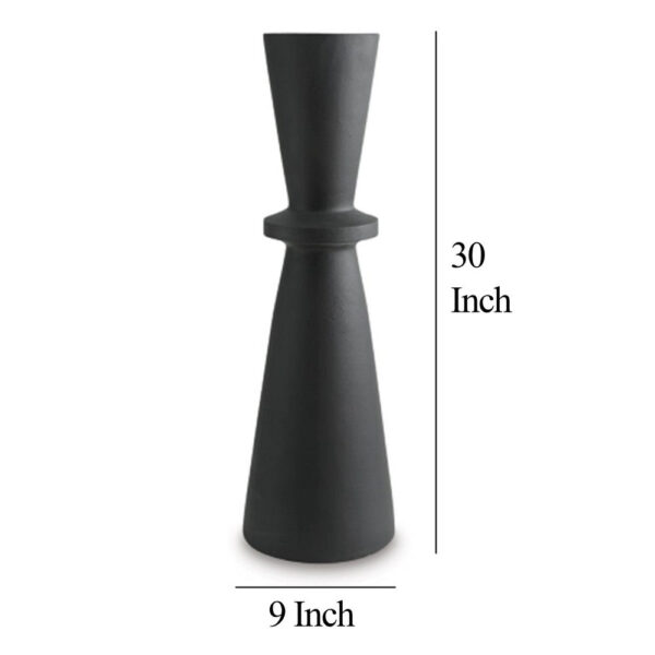 Loci Accent Vase, 30 Inch Hourglass Design, Textured Black Polyresin