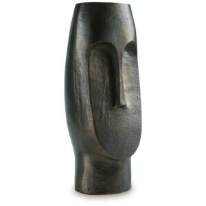 Vase, Abstract Decorative Figurine of a Head, 13 Inch Bronze Aluminum