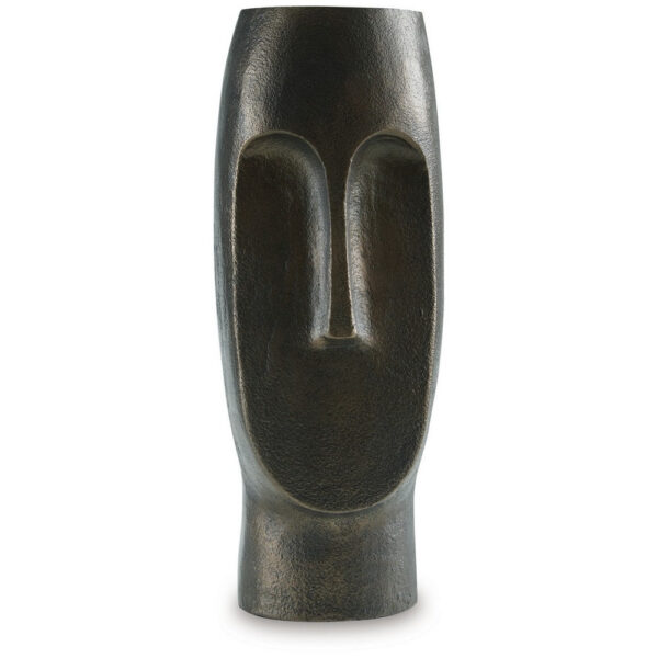 Vase, Abstract Decorative Figurine of a Head, 13 Inch Bronze Aluminum