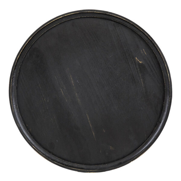 Jake 25 Inch 3 Tier Side Table, Fir Wood, 2 Woven Wicker Shelves, Black